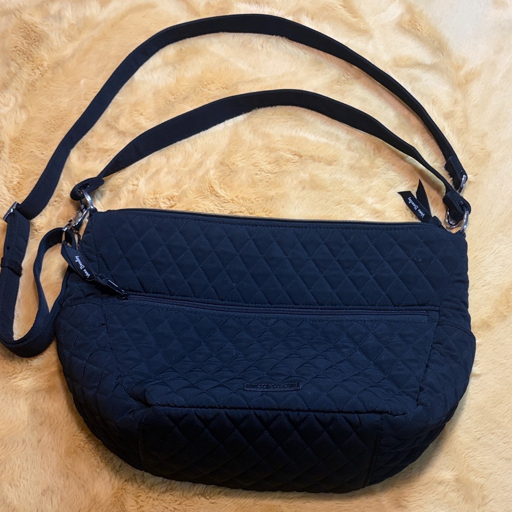 Vera Bradley Go Ahead Convertible/Crossbody Quilted Black Shoulder Bag